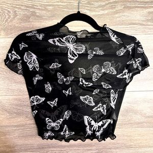 Sheer butterfly crop top